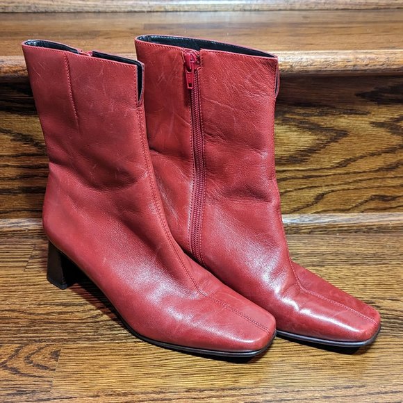 Etienne Aigner Shoes - Etienne Aigner size 6 red leather boots